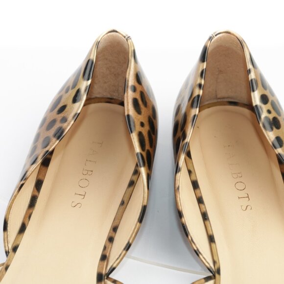Talbots Womens D'Orsay Flat Size 9 Tan Brown Patent Leopard Slip On Pointed Shoe - Picture 9 of 12